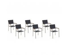 Gartenstuhl schwarz 6er Set Edelstahl GROSSETO