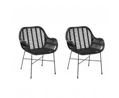 Rattanstuhl schwarz 2er Set CANORA