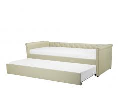 Tagesbett ausziehbar Polsterbezug beige Lattenrost 90 x 200 cm LIBOURNE