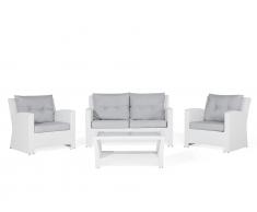 Lounge Set weiß 4-Sitzer Auflagen grau SAN MARINO