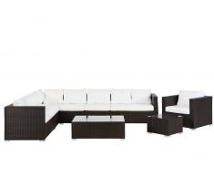 Lounge Set Rattan braun 8-Sitzer Auflagen beige XXL
