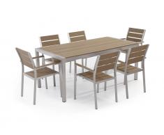 Gartenmöbel Set Aluminium Kunstholz braun 6-Sitzer VERNIO