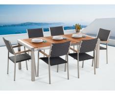 Gartenmöbel Set Mahagoniholz 180 cm 6-Sitzer Rattan Stühle GROSSETO