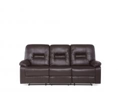 3-Sitzer Sofa Kunstleder braun verstellbar BERGEN