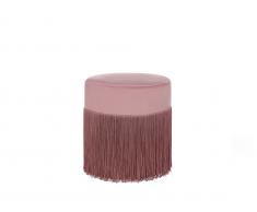 Pouf mit Fransen rosa Samtstoff 36 x 38 cm VIRGINIA