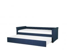 Tagesbett ausziehbar Polsterbezug marineblau Lattenrost 90 x 200 cm LIBOURNE