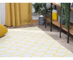 Teppich gelb 140 x 200 cm marokkanisches Muster zweiseitig Kurzflor AKSU