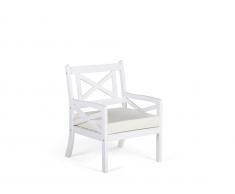 Gartenstuhl Holz weiss mit Auflage beige BALTIC