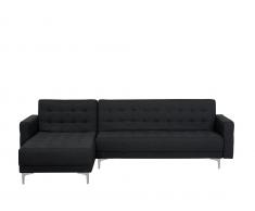 Ecksofa rechtsseitig Polsterbezug graphitgrau Schlaffunktion ABERDEEN