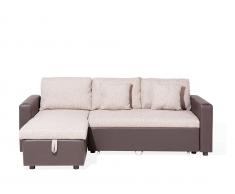 Ecksofa rechtsseitig Polsterbezug beige Schlaffunktion TAMPERE