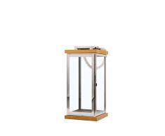 Laterne silber/heller Holzfarbton BORNEO