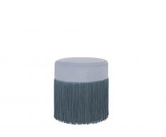 Pouf mit Fransen hellgrau Samtstoff 36 x 38 cm VIRGINIA