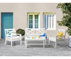 Gartenmöbel Set Holz weiss 4-Sitzer Kissen beige BALTIC