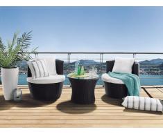 Gartenmöbel Set Rattan braun 2-Sitzer Auflagen weiss CAPRI