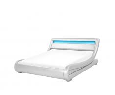Bett Kunstleder Silber 140 x 200 cm mit LED-Beleuchtung AVIGNON