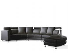 Sofa Leder schwarz rund ROTUNDE