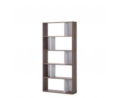 Regal dunkler Holzfarbton/weiss 5 Fächer ORILLA