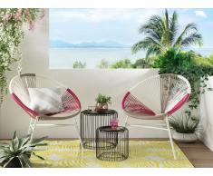 Rattanstuhl weiß/beige/rosa 2er Set Kunststoff ACAPULCO