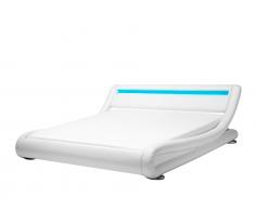 Bett Kunstleder weiss 180 x 200 cm mit LED-Beleuchtung AVIGNON