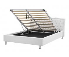 Bett Kunstleder weiss Lattenrost 180 x 200 cm Bettkasten METZ