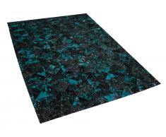 Teppich Leder schwarz/türkis 140 x 200 cm ATALAN