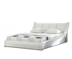 Lederbett weiss Lattenrost 180 x 200 cm NANTES