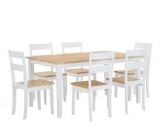 Essgruppe Holz weiß/hellbraun 6-Sitzer 150 x 90 cm GEORGIA
