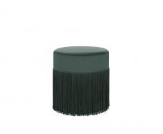 Pouf mit Fransen dunkelgrün Samtstoff 36 x 38 cm VIRGINIA