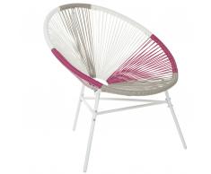 Rattanstuhl weiß/beige/rosa Kunststoff ACAPULCO