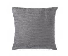 Dekokissen gestreift Samtstoff grau 45 x 45 cm CELANDINE