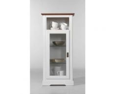 PORTO Vitrine 1-trg. links Pinie massiv weiss & cognac