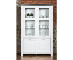 LAVENTE Vitrine / Vitrinenschrank 4-trg Fronten Kiefer massiv weiß - trüffel