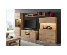 ROUND Wohnwand Set-4 4-tlg Eiche bianco massiv