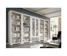 CORDOBA Vitrinenschrank 418 cm Kiefer massiv weiss/taupe