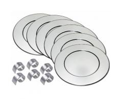 Platzteller-Set incl. 6 Serviettenringe silber, spülmaschinengeeignet, ChG