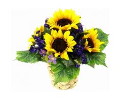 Kunstpflanze lila, B/T/H, »Arrangement Sonnenblume in Wasserhyazinthentopf«, yourhome