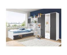 Rauch PACK`S Jugendzimmer-Set grau, Mit 3-trg. Kleiderschrank