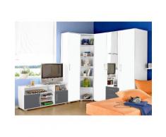 Jugendzimmer-Set grau, mit 3-trg. Kleiderschrank, yourhome