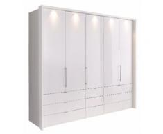 Panorama-Falttürenschrank mit Glasfront in 3 Breiten »Loft« weiß, Breite 250cm, mit Schubkästen, WIEMANN