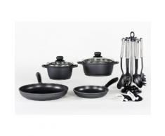 KRÜGER Aluguss-Kochserie 13-teilig schwarz, Ø 16, 20, 20, 28 plus Küchenhelfer-Set