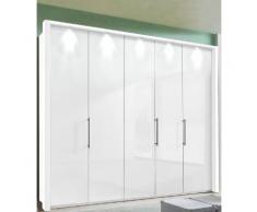 Panorama-Falttürenschrank mit Glasfront in 3 Breiten weiß, Breite 250cm, »Loft«, mit Schubkästen, WIEMANN