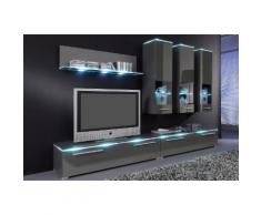 Wohnwand grau, ohne Aufbauservice, Hochglanz, yourhome