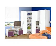 Jugendzimmer-Set lila, mit 3-trg. Kleiderschrank, yourhome