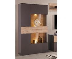 Vitrine Höhe 168 cm grau, Vitrinentür rechts, FSC®-zertifiziert, FORTE