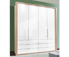 Panorama-Falttürenschrank mit Glasfront in 3 Breiten beige, Breite 200cm, »Loft«, mit Schubkästen, WIEMANN