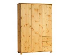 Kleiderschrank Britta (3-türig, Kiefer, gebeizt geölt)