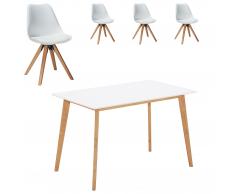 Essgruppe Blokhus (70x120, 4 Stühle, weiß)