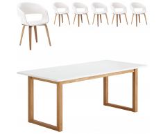 Essgruppe Hanstholm/Holstebro (90x190, 6 Stühle, weiß)