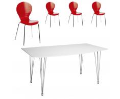 Essgruppe Fabian/ Fanny (90x160, 4 Stühle, rot)