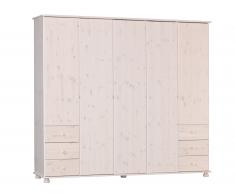Kleiderschrank Britta (5-türig, Kiefer, weiß lackiert)